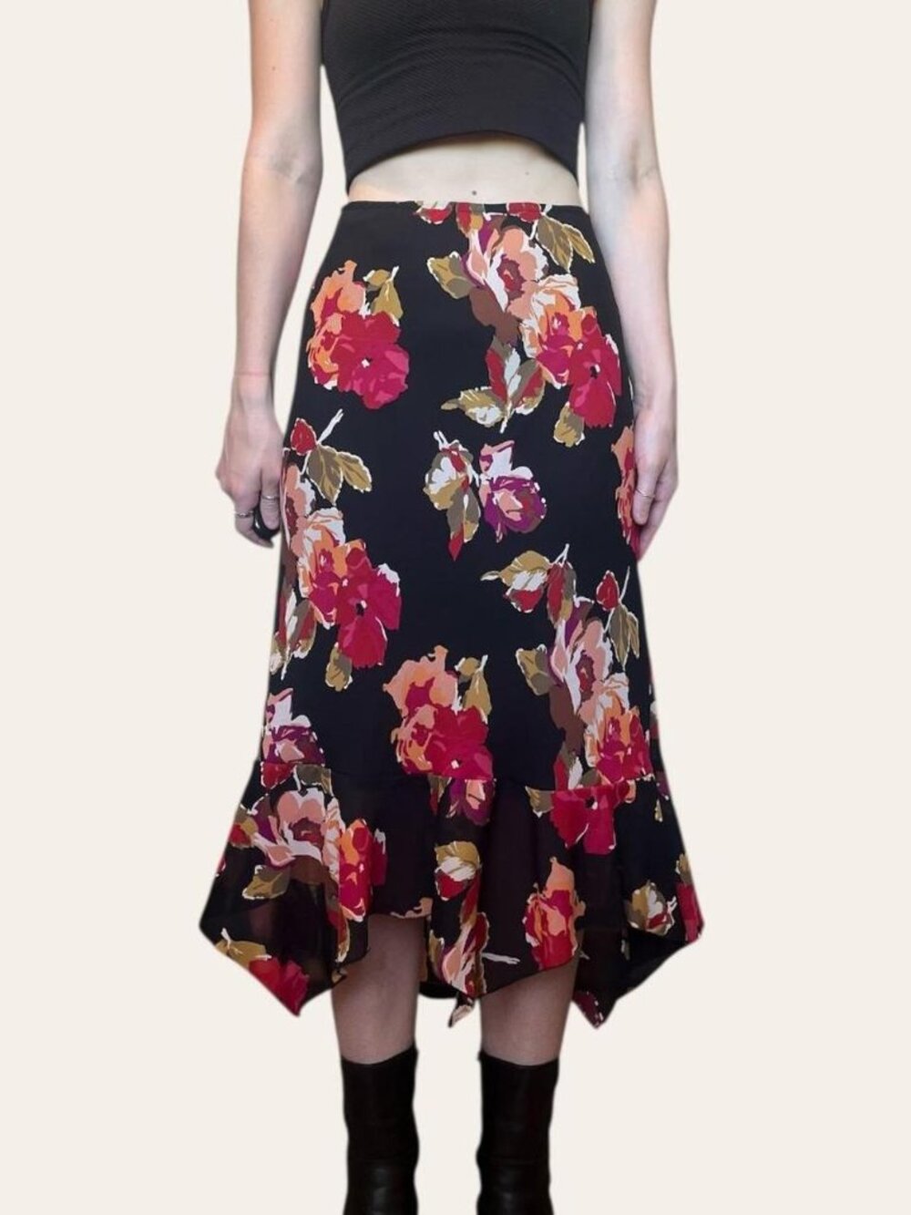 AGB Byer California 90s vintage asymmetric hem floral patterned skirt - Large